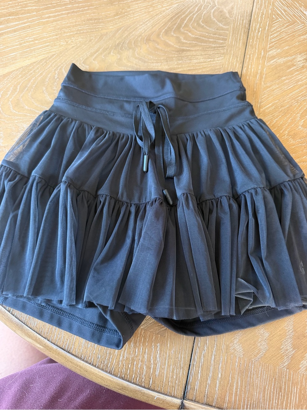POPFLEX Black Layered Tulle Skort with Drawstring Waist